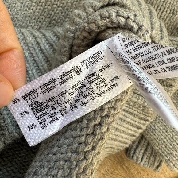 NWT Zara Pleated Sleeve Knit Sweater Pullover Wool Blend in Gray 3920/180 - Picture 7 of 15